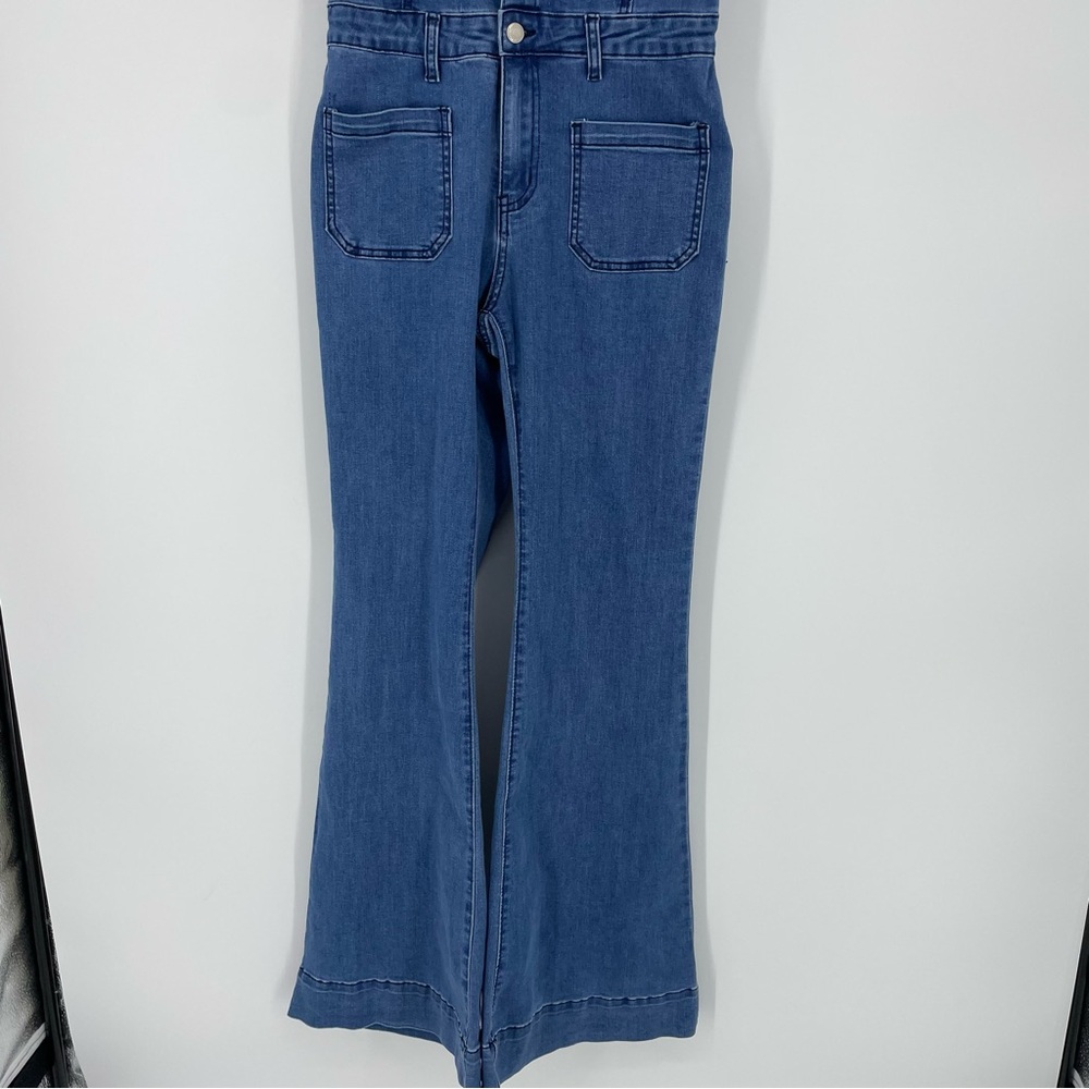 Wisteria Lane Women's Blue Denim Flare Overalls Medium New - Picture 6 of 16